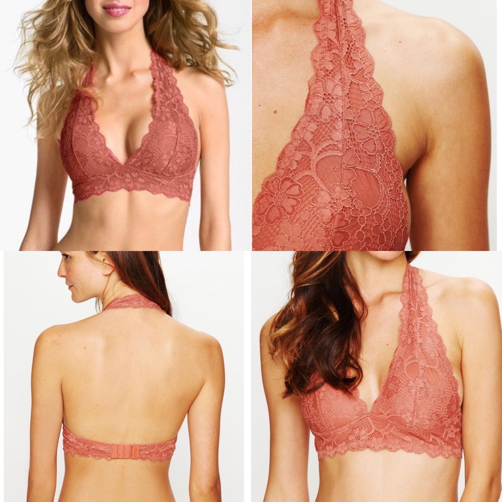 NWOT! Lace Halter Bralette in Rust/Copper - Size L
